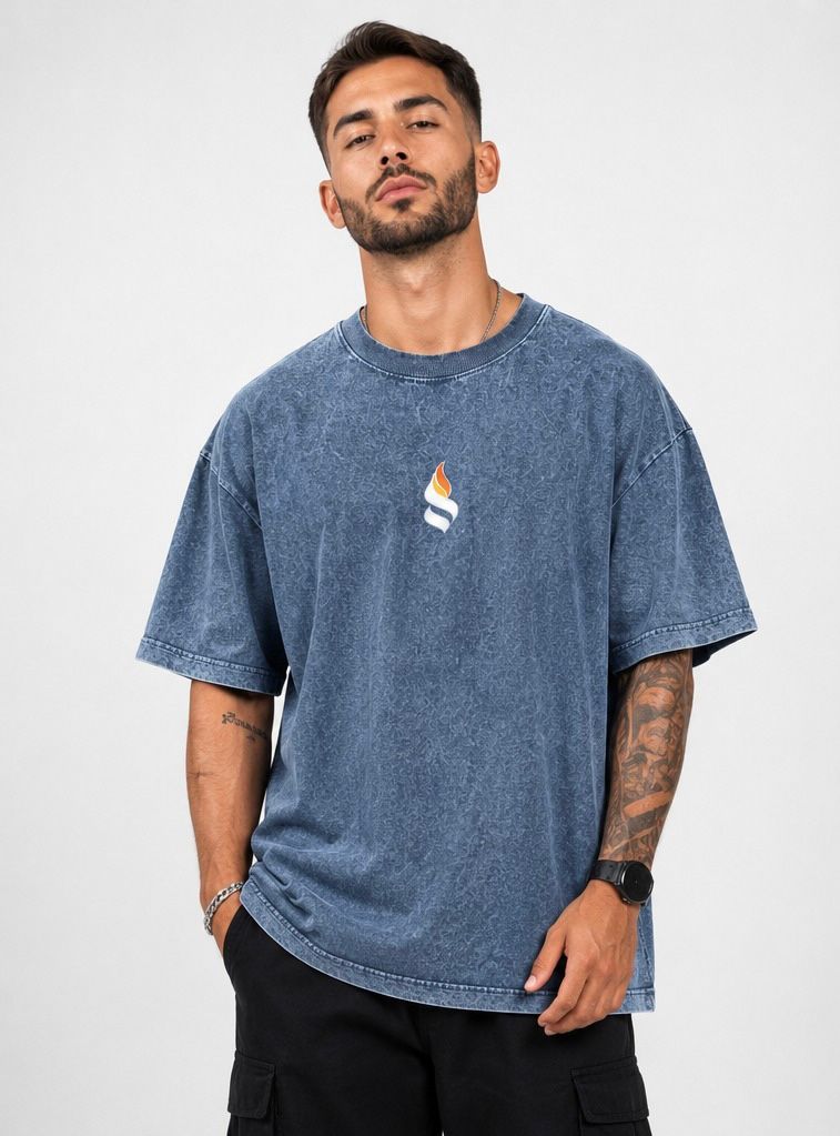 Camiseta Oversized Marble Heavy Básica – Preto Mármore