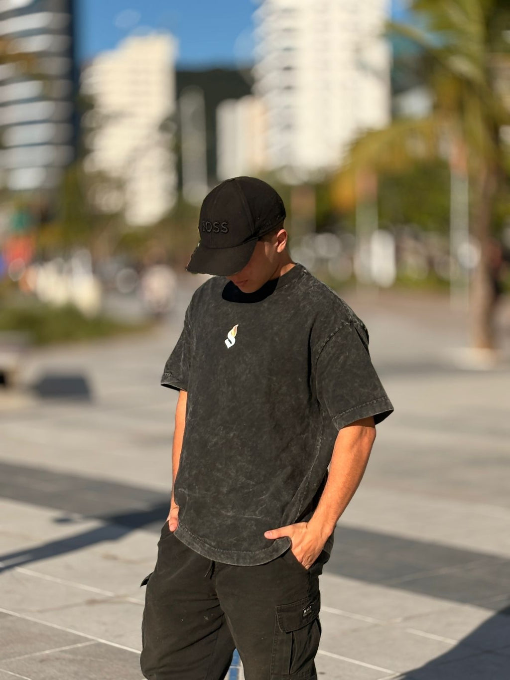 Camiseta Oversized Marble Heavy Básica – Preto Mármore