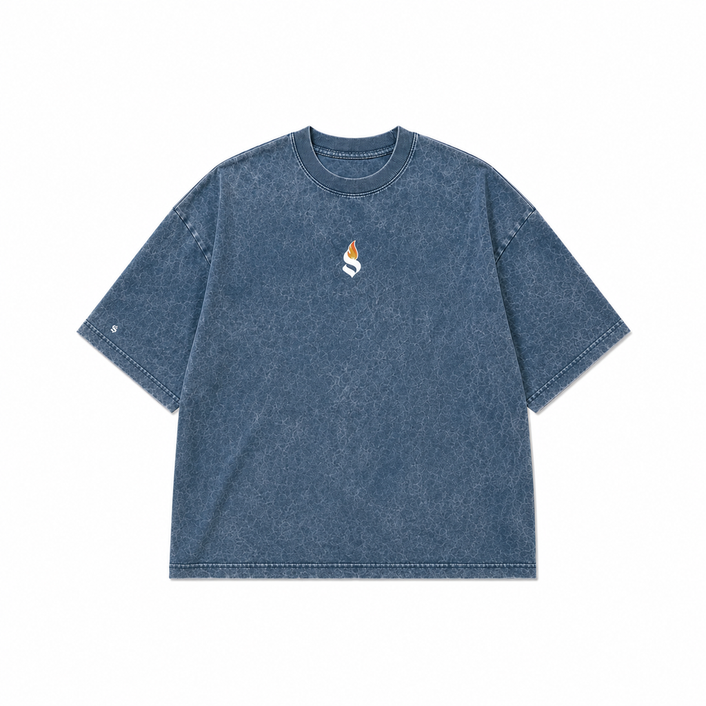 Camiseta Oversized Marble Heavy Básica – Azul Marmore